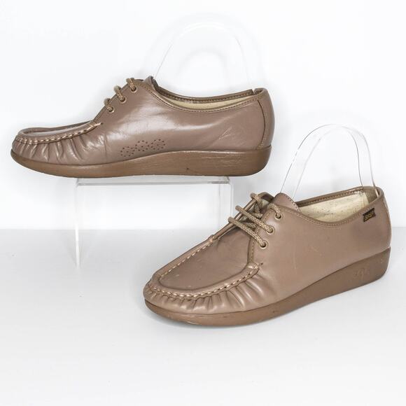 SAS Women's Comfort Shoes Handsewn USA Loafers Lace Up Tan NO SIZE | AI - Picture 2 of 6